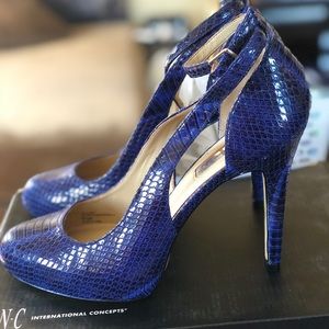 Blue snake skin INC Heels